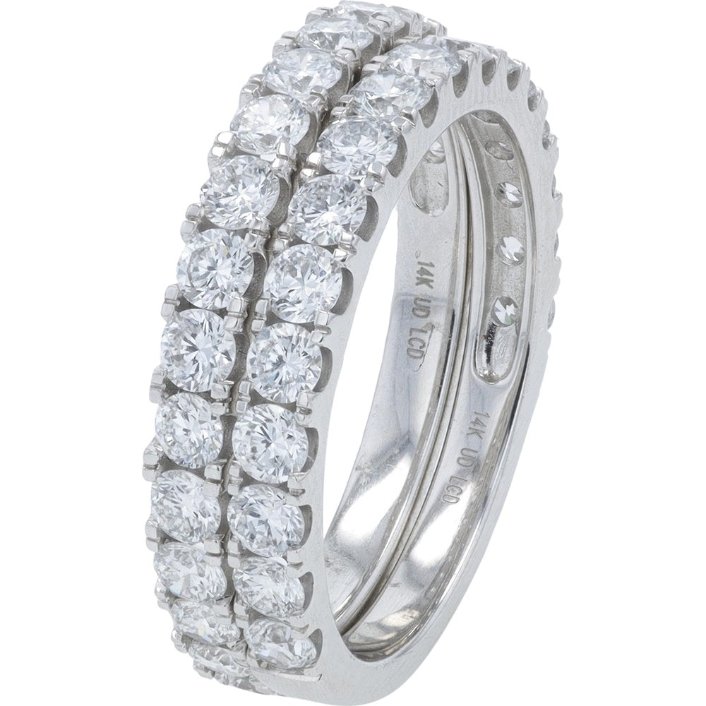 14K White Gold Bridal Set with 2.00 Carat Emerald Cut Lab Grown Diamond and 5.00 Carat Total Diamond Weight