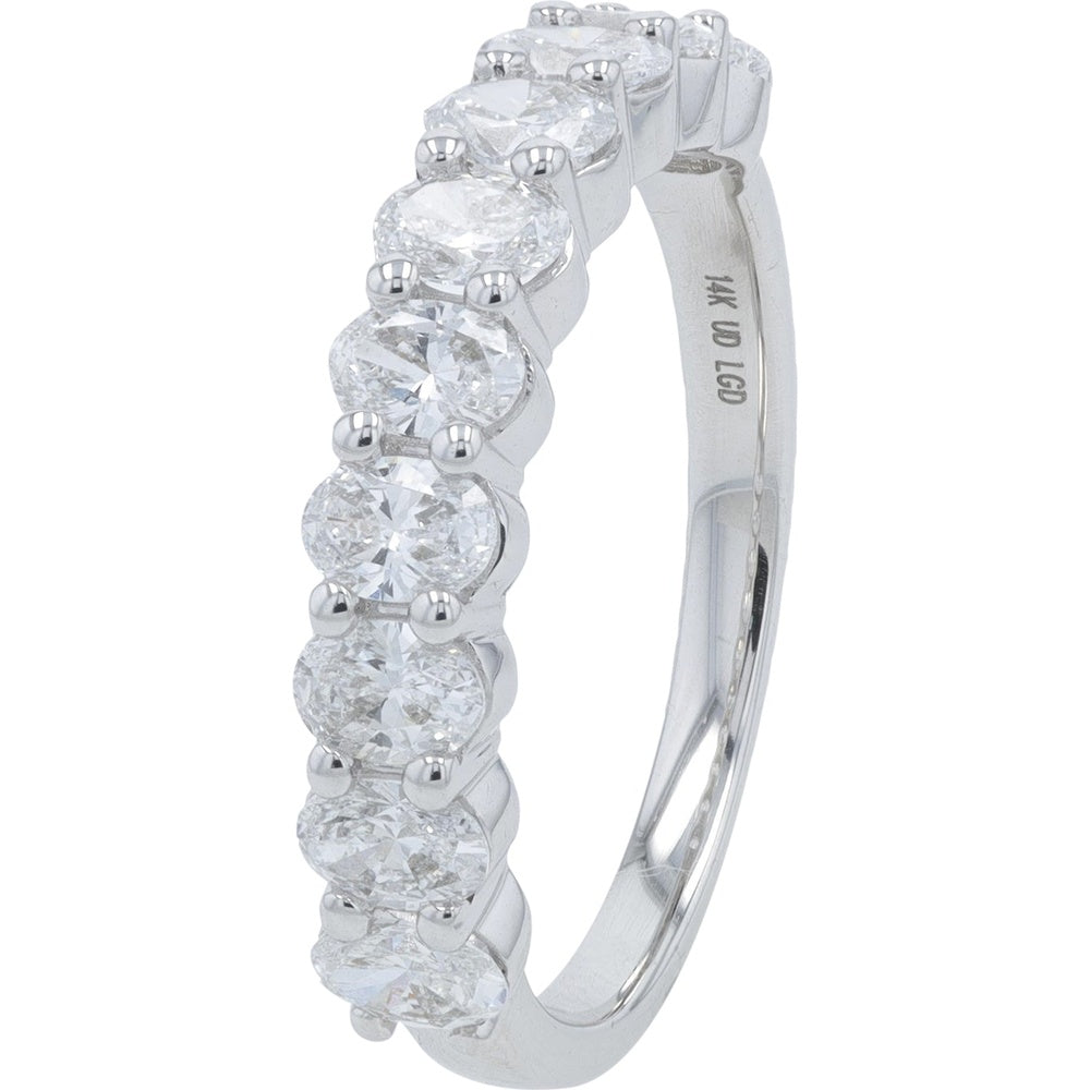 14K White Gold Bridal Set with 3.00 Carat Oval Lab Grown Diamond and Accent Stones - 5.16 Carat Total Diamond Weight