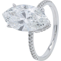 14K White Gold Bridal Set with 4.00 Carat Marquise Cut Lab Grown Diamond and Pavé Accents - 4.50 Carat Total Diamond Weight