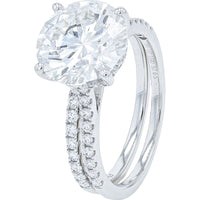 14K White Gold Bridal Set with 4.00 Carat Round Lab Grown Diamond and Pavé Band - 4.50 Carat Total Diamond Weight