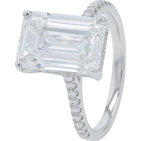 14K White Gold Bridal Set with 5.00 Carat Emerald Cut Lab Grown Diamond and Pavé Accents - 5.60 Carat Total Diamond Weight