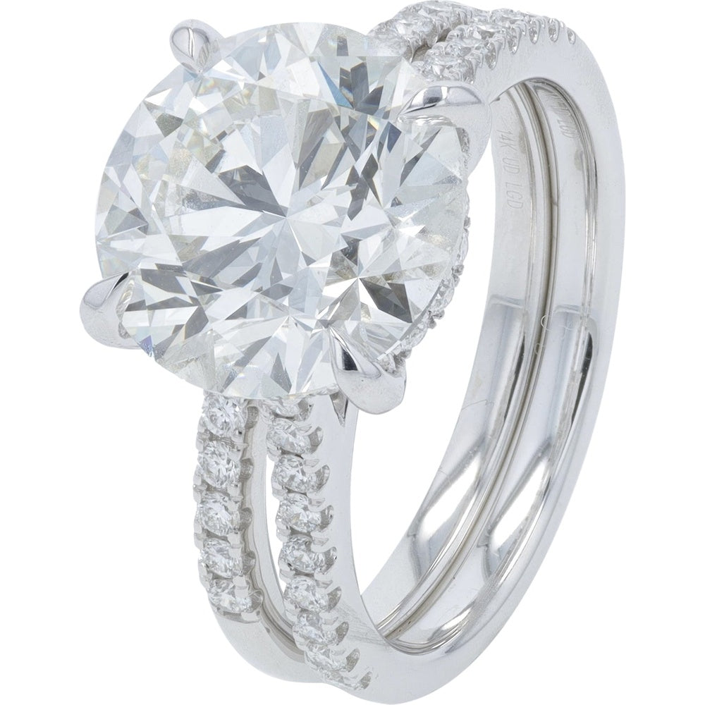 14K White Gold Bridal Set with 5.50 Carat Total Weight Lab-Grown Diamonds - 5.00 Carat Center H Color VVS2 Clarity