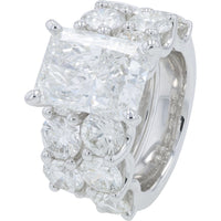 14K White Gold Bridal Set with 7.00 Carat Radiant Cut Lab Grown Diamond and Additional Accent Stones - 15.50 Carat Total Diamond Weight
