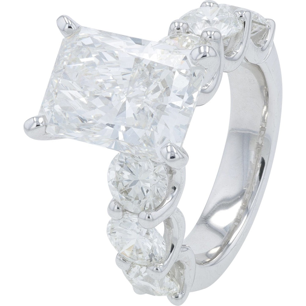 14K White Gold Bridal Set with 7.00 Carat Radiant Cut Lab Grown Diamond and Additional Accent Stones - 15.50 Carat Total Diamond Weight