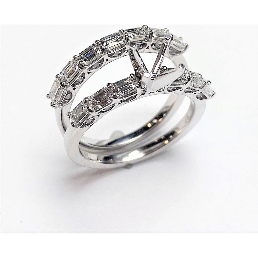 14K White Gold Bridal Set with Prong Set Round Diamonds - 1.88 Carat Total Diamond Weight by Auriventus