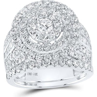 14K White Gold Bridal Wedding Ring Set with Prong, Pave, and Channel Set Diamonds - 3.00 Carat Total Diamond Weight