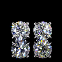 14K White Gold Brilliant Round Lab Diamond Stud Earrings - 3.04 Carat Total Weight (E-F Color, VS1 Clarity) - Covaloro Fine Jewelry