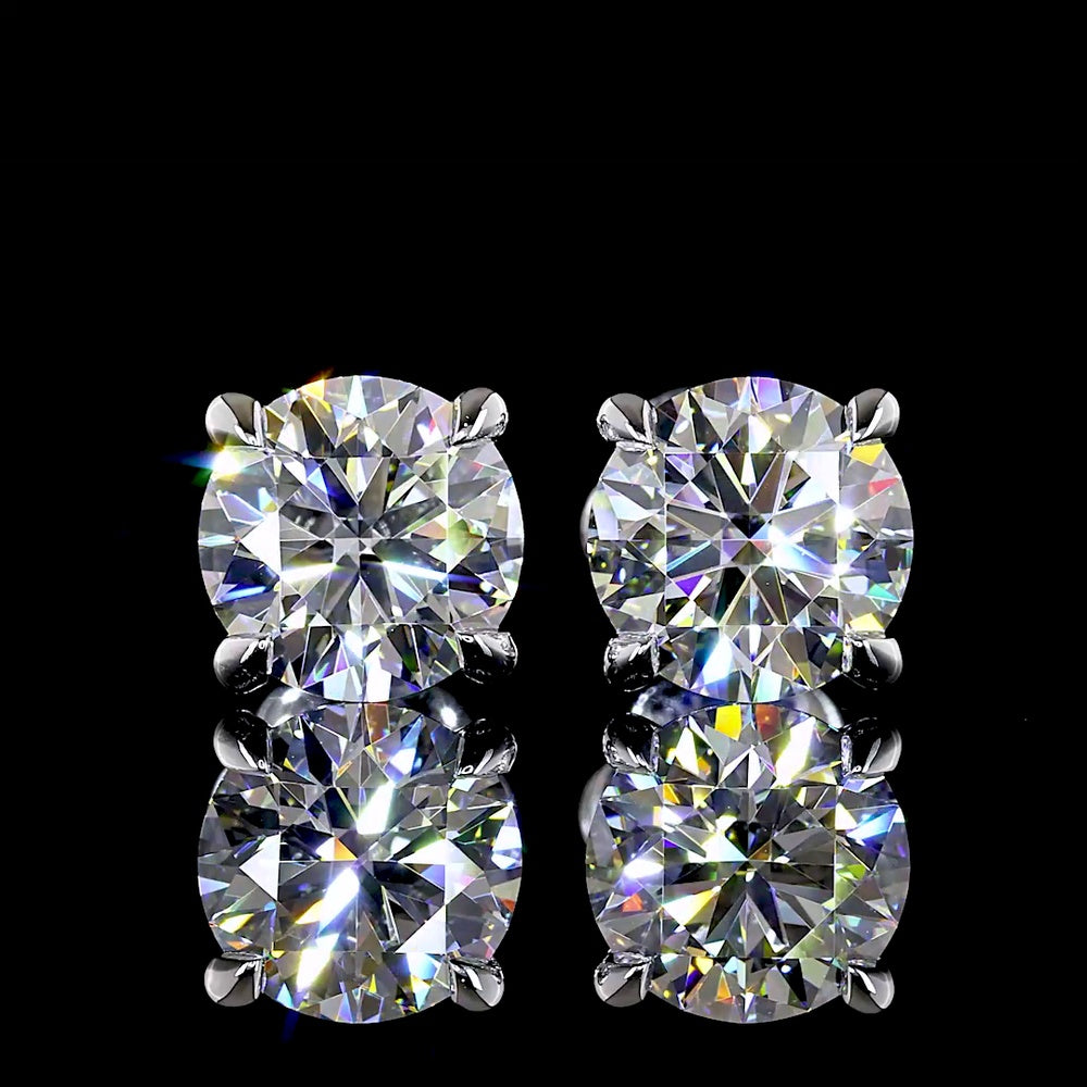 14K White Gold Brilliant Round Lab Diamond Stud Earrings - 3.04 Carat Total Weight (E-F Color, VS1 Clarity) - Covaloro Fine Jewelry