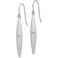 14K White Gold Brushed Dangle Earrings with French Wire Closure - Modern Textured Design by 0