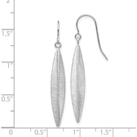 14K White Gold Brushed Dangle Earrings with French Wire Closure - Modern Textured Design by 0