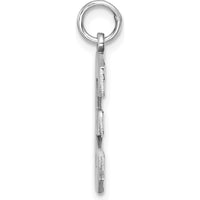 14K White Gold Brushed Diamond-Cut Number 3 Pendant Charm by Oro Pregiato