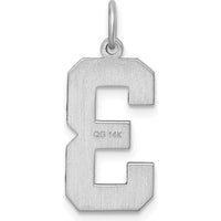14K White Gold Brushed Diamond-Cut Number 3 Pendant Charm by Oro Pregiato