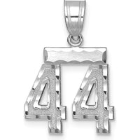 14K White Gold Brushed Diamond-Cut Number 44 Pendant Charm by Oro Pregiato