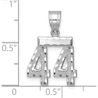 14K White Gold Brushed Diamond-Cut Number 44 Pendant Charm by Oro Pregiato