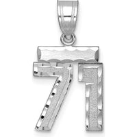 14K White Gold Brushed Diamond-Cut Number 71 Charm by Oro Pregiato