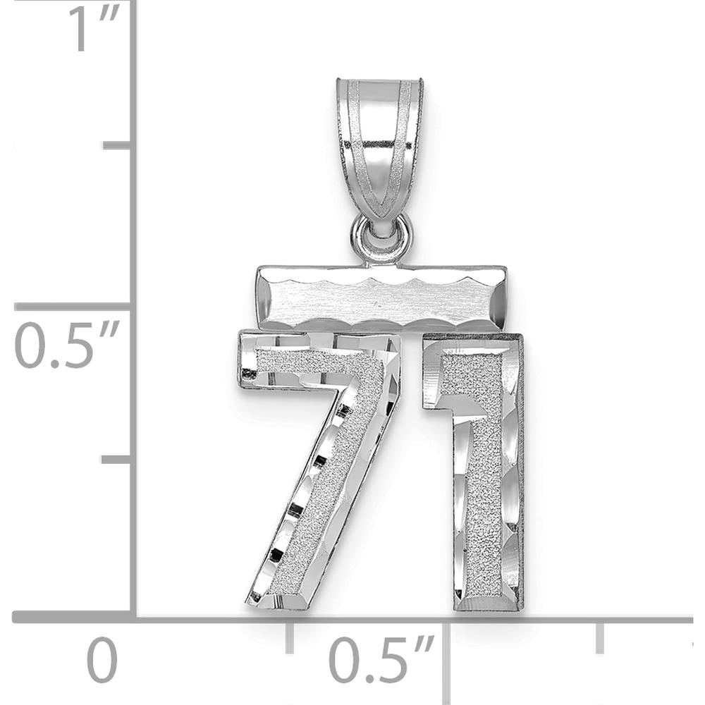 14K White Gold Brushed Diamond-Cut Number 71 Charm by Oro Pregiato