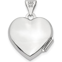 14K White Gold Brushed Diamond Star 15mm Heart Locket - 0.005 Carat Diamond by Monteluci Fine Jewelry