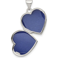 14K White Gold Brushed Diamond Star 15mm Heart Locket - 0.005 Carat Diamond by Monteluci Fine Jewelry