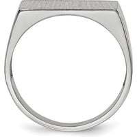 14K White Gold Brushed Satin Finish Signet Ring - Personalized, Engravable, 16.5x8.0mm Top by 0