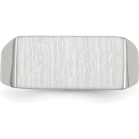 14K White Gold Brushed Satin Finish Signet Ring - Personalized, Engravable, 16.5x8.0mm Top by 0