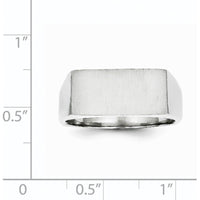 14K White Gold Brushed Satin Finish Signet Ring - Personalized, Engravable, 16.5x8.0mm Top by 0