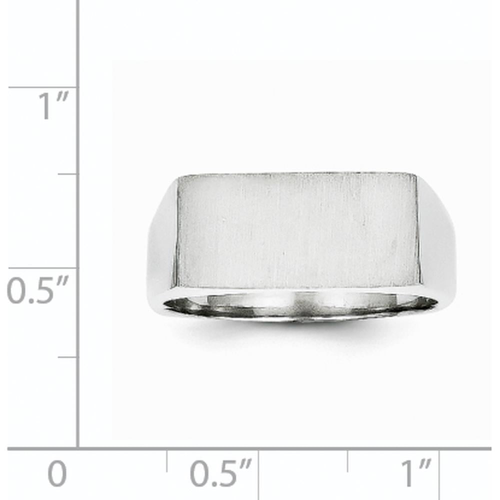 14K White Gold Brushed Satin Finish Signet Ring - Personalized, Engravable, 16.5x8.0mm Top by 0