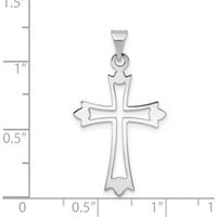 14K White Gold Budded Cross Pendant - 30mm Length by Oro Pregiato