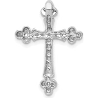 14K White Gold Budded Cross Pendant with Pavé Set Round Diamonds - 0.25 Carat Total Diamond Weight by Monteluci Fine Jewelry