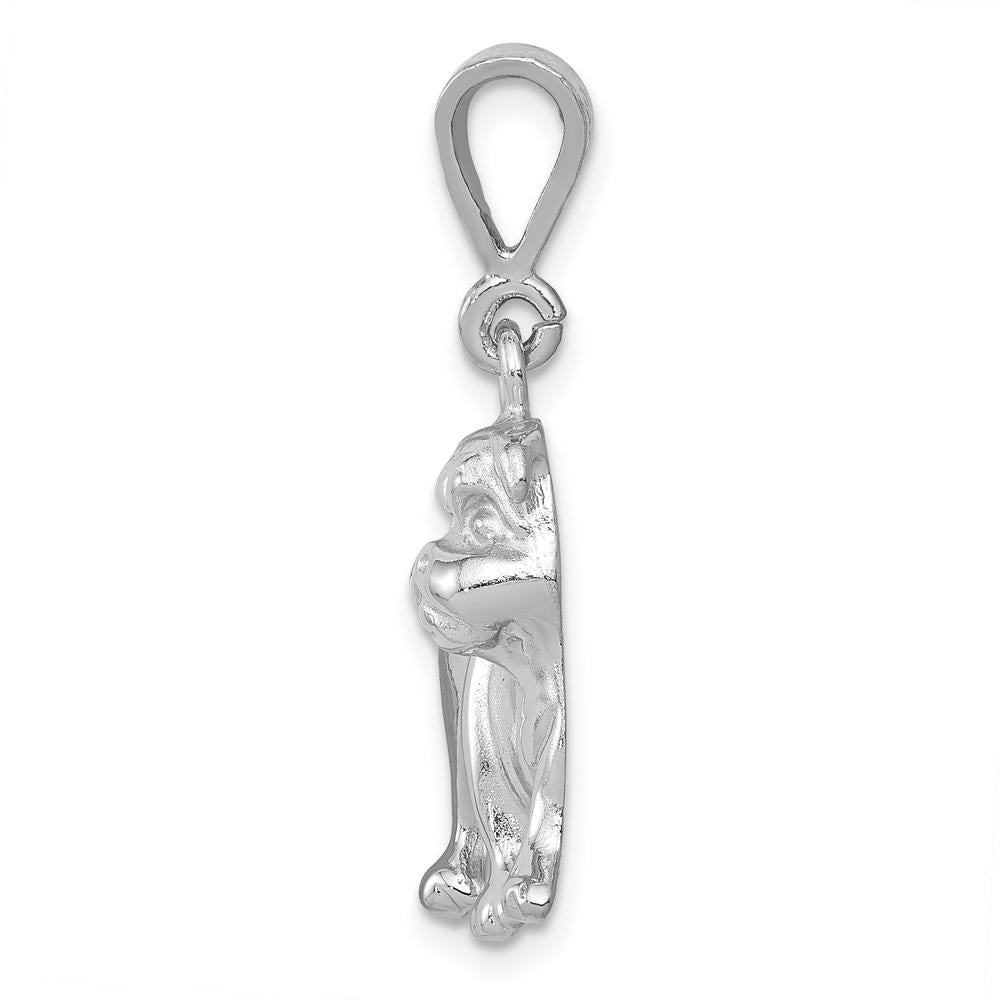 14K White Gold Bulldog Pendant with Polished Finish and Rhodium Plating by 0