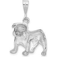 14K White Gold Bulldog Pendant with Polished Finish and Rhodium Plating by 0