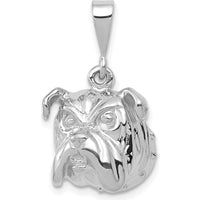14K White Gold Bulldog Pendant with Rhodium Plating by Oro Pregiato
