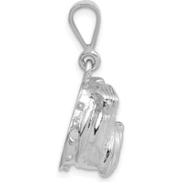 14K White Gold Bulldog Pendant with Rhodium Plating by Oro Pregiato