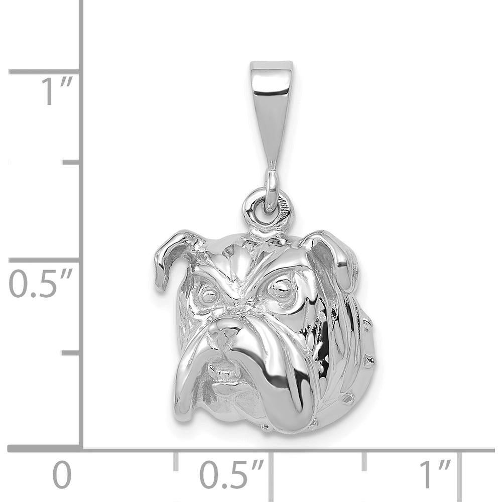 14K White Gold Bulldog Pendant with Rhodium Plating by Oro Pregiato