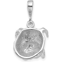 14K White Gold Bulldog Pendant with Rhodium Plating by Oro Pregiato