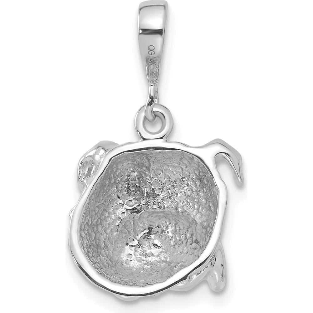 14K White Gold Bulldog Pendant with Rhodium Plating by Oro Pregiato