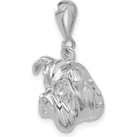 14K White Gold Bulldog Pendant with Rhodium Plating by Oro Pregiato