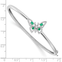 14K White Gold Butterfly Bangle Bracelet with Emeralds and Diamonds - 0.25 Carats Total Diamond Weight by Monteluci Fine Jewelry