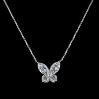 14K White Gold Butterfly Motif Pendant with Marquise and Round Lab-Grown Diamonds - 2.11 Carats Total Diamond Weight - Covaloro Fine Jewelry