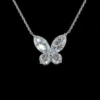 14K White Gold Butterfly Motif Pendant with Marquise and Round Lab-Grown Diamonds - 2.11 Carats Total Diamond Weight - Covaloro Fine Jewelry