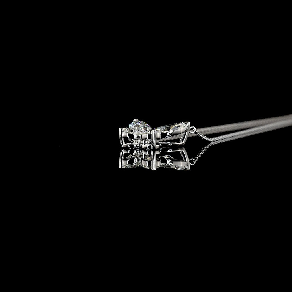 14K White Gold Butterfly Motif Pendant with Marquise and Round Lab-Grown Diamonds - 2.11 Carats Total Diamond Weight - Covaloro Fine Jewelry