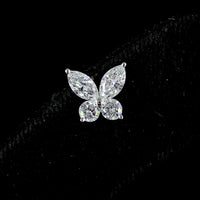 14K White Gold Butterfly Motif Stud Earrings with Marquise and Round Lab Diamonds - Total 1.17 Carat Weight, E-F VS Clarity - Covaloro Fine Jewelry