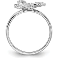 14K White Gold Butterfly Ring with 7 Round Diamonds - 0.015 Carat Total Diamond Weight by 0