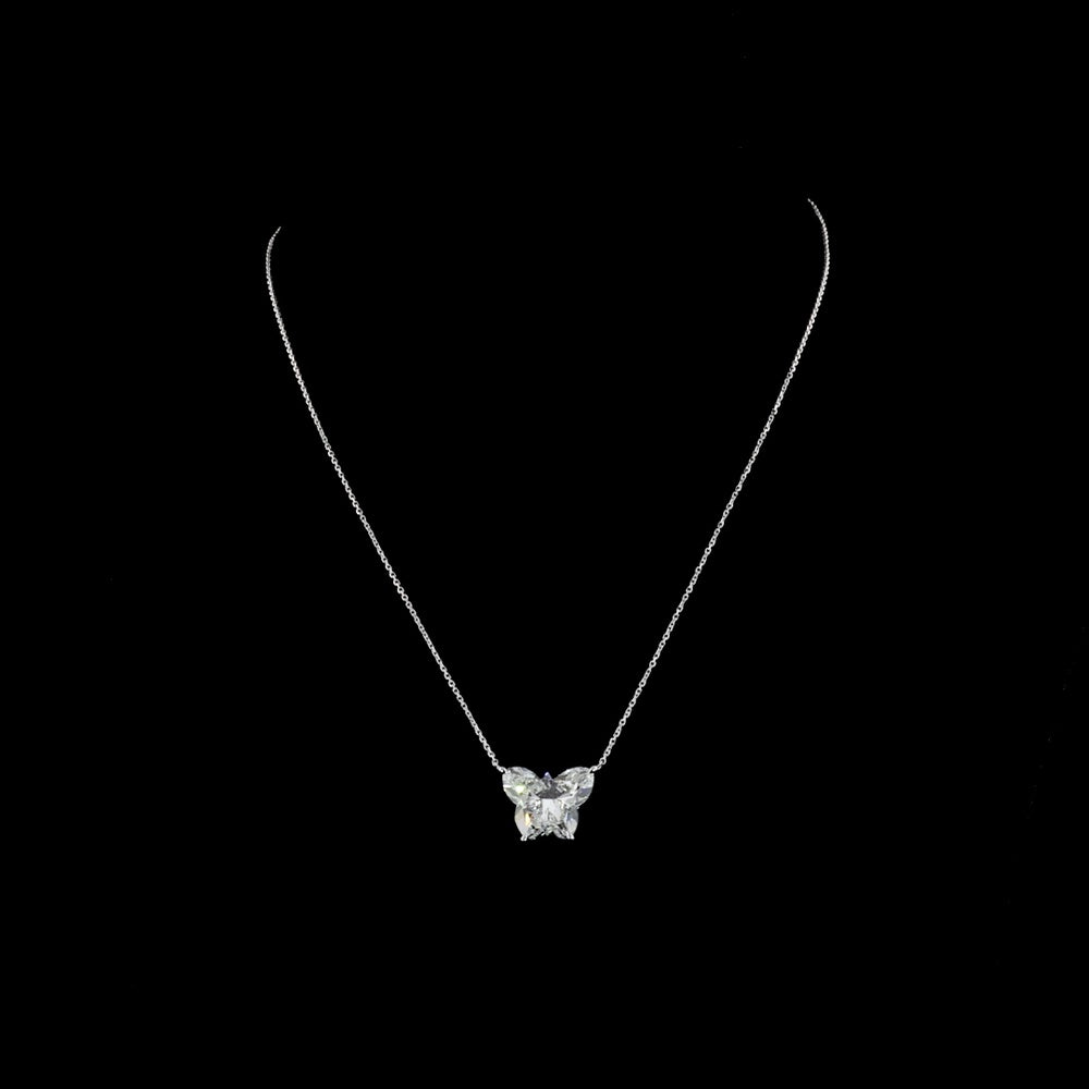 14K White Gold Butterfly Shape Pendant with 8.86 Carat Lab-Grown Diamond - E-F VS1 Clarity - Covaloro Fine Jewelry