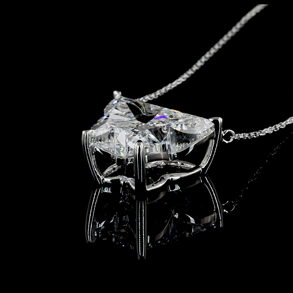 14K White Gold Butterfly Shape Pendant with 8.86 Carat Lab-Grown Diamond - E-F VS1 Clarity - Covaloro Fine Jewelry