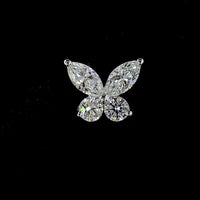 14K White Gold Butterfly Stud Earrings with Marquise and Brilliant Cut Lab Diamonds - 1.36 Carats Total Diamond Weight - Covaloro Fine Jewelry