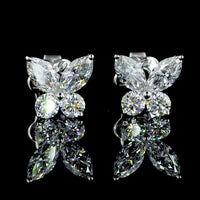 14K White Gold Butterfly Stud Earrings with Marquise and Brilliant Lab Diamonds - 1.20 Carat Total Weight - Covaloro Fine Jewelry