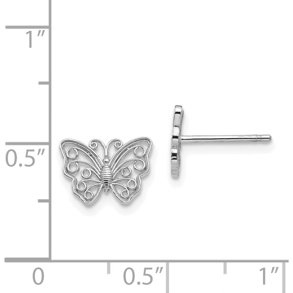14K White Gold Butterfly Stud Earrings with Textured Design by Oro Pregiato