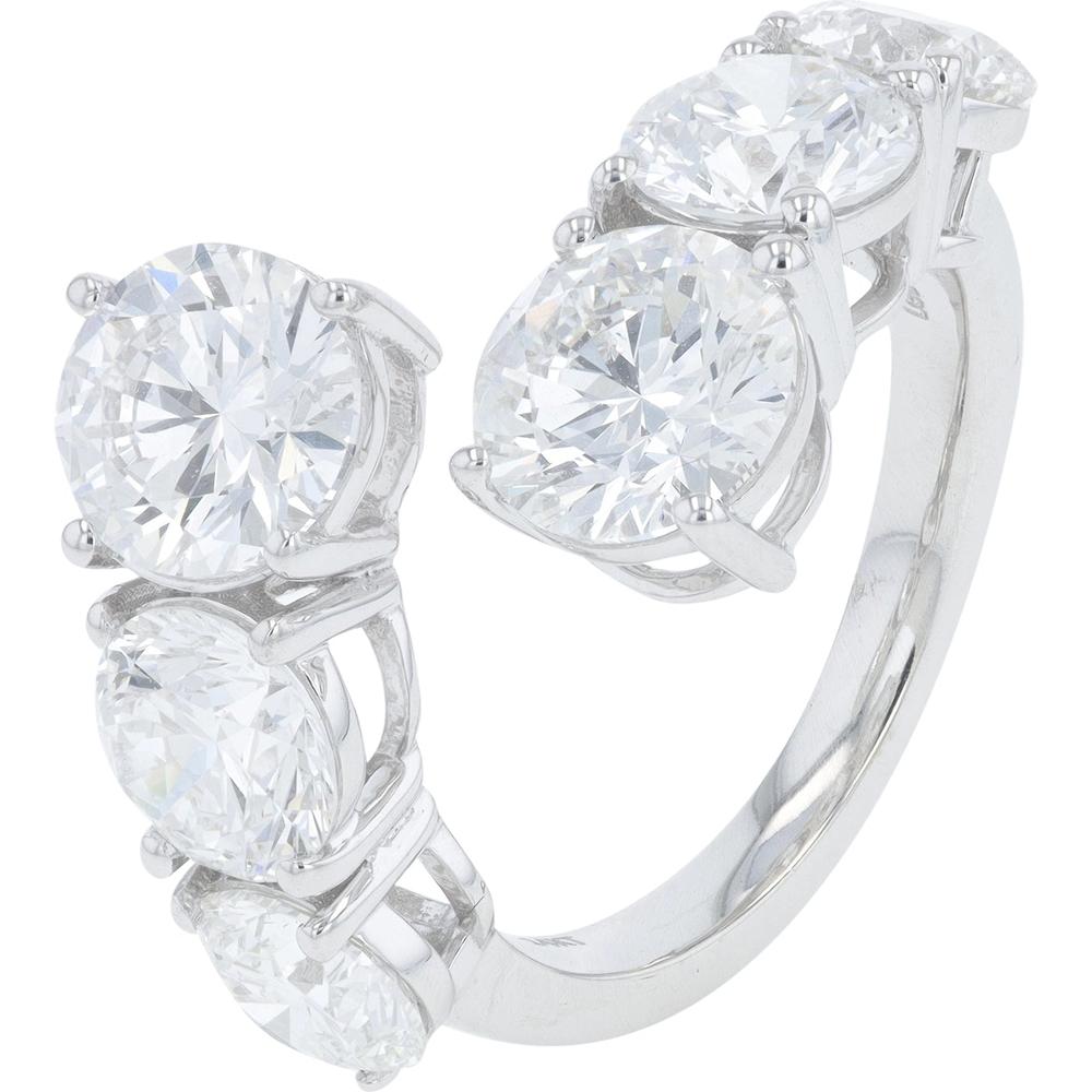 14K White Gold Bypass Band with Lab Grown Round Diamonds - 7.00 Carat Total Diamond Weight