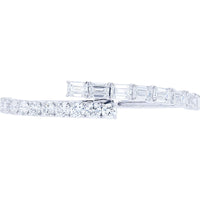 14K White Gold Bypass Bangle Bracelet with Emerald-Cut and Round Lab Grown Diamonds - 14.00 Carat Total Diamond Weight