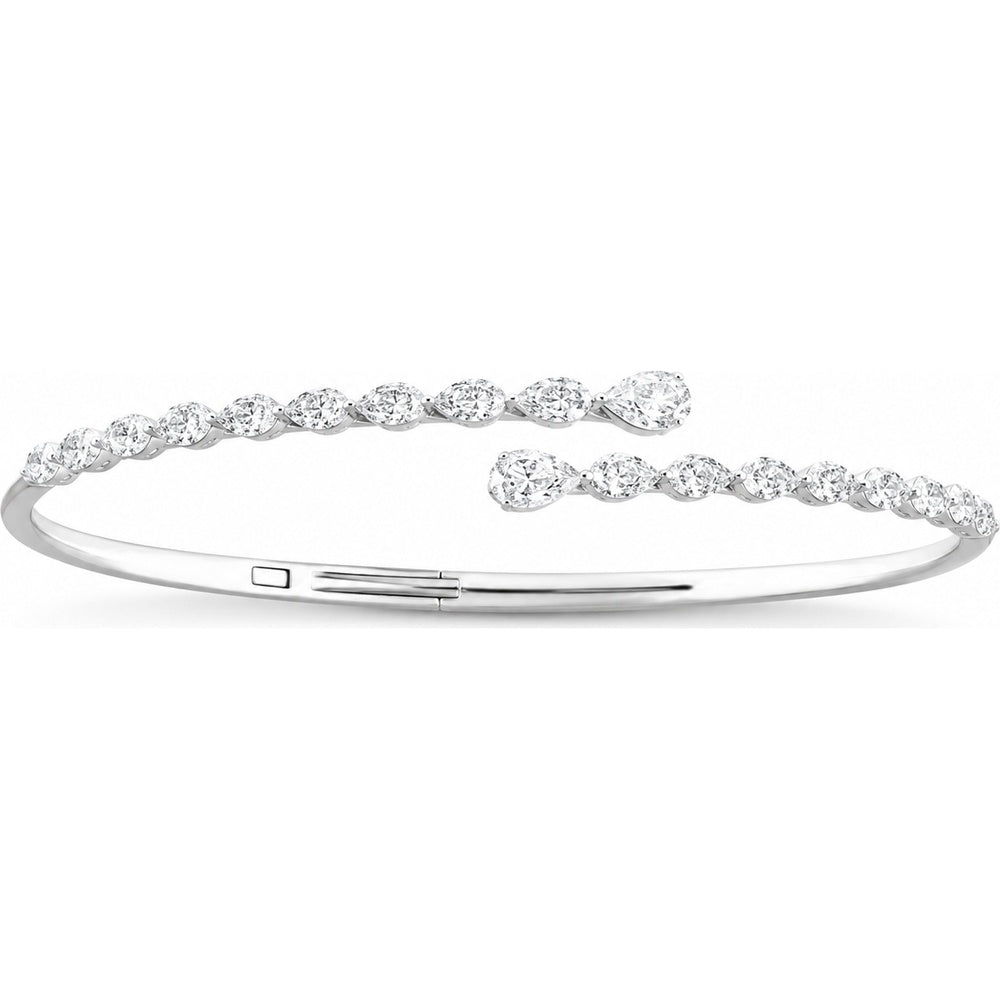 14K White Gold Bypass Bangle with 4-Prong Set Round Diamonds - 1.73 Carat Total Diamond Weight by Auriventus